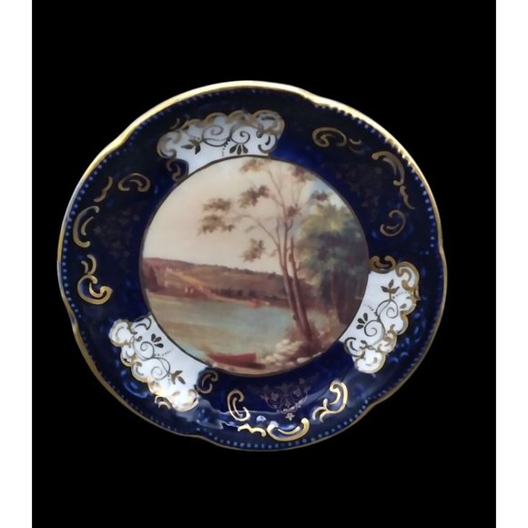 ARPO Romanian Cobalt Blue Porcelain Hand Painted Collectors Plate ~ 6.5
